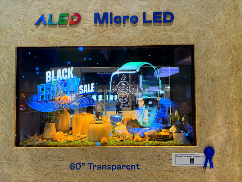 The &ldquo;Best MicroLED-Based Technology&rdquo; was awarded to the 60-inch Transparent Micro LED Display at SID, which maximizes the transparent Micro LED design features, incorporating expandable, seamless tiling technology. It features a full-screen brightness of 600 nits, a transparency rate of over 60 percent, and an exceptional wide color gamut exceeding NTSC 110 percent, allowing flexible applications in various settings